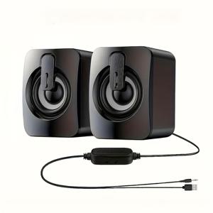 TEMU LED 컬러풀 조명 데스크탑 유선 컴퓨터 스피커