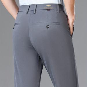 TEMU 남성용 봄/가을 캐주얼 탄력 슬림핏 레그 비즈니스 다용도 자수 드레스 팬츠, 사계절 트렌디 블랙 수트|여름바지