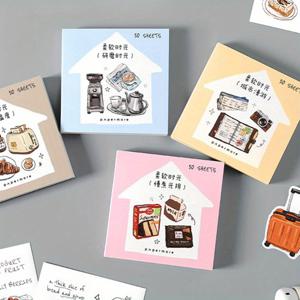 TEMU 4팩 세트, 50장/책, 레트로 아메리칸 스타일 스티커북, 선물 포장 키트, 소프트 모먼츠 시리즈 스티커 - 스캡북, 저널, 사진액자, 가방, 스케이트보드, 기타 및 물병 DIY 장식용