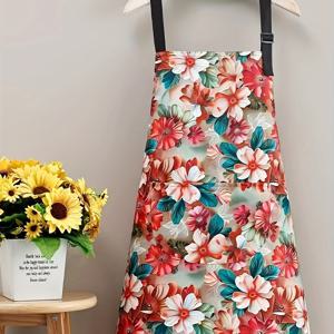 TEMU INS 법 예술 꽃 레트로 앞치마, 우아한 패션 앞치마, 단면 조절 가능한 어깨끈, 가정용 주방 앞치마, 플로리스트, 이발소, 캐터링 작업복에 적합