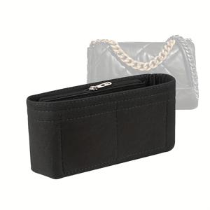 TEMU 소형 지퍼 클러치 월렛 정리함 - 핸드백용 논-우븐 패브릭 멀티 컴파트먼트 파우치, 캐주얼 스타일, 손세탁 가능, 5가지 색상 (카키/그레이/레드/와인/블랙)