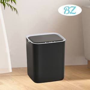TEMU 비즈 22L 블랙 스마트 , 핸즈프리 적외선 센서, 0.3초 빠른 개폐식 뚜껑, 배터리 구동 (배터리 미포함) - 내구성 ABS 소재, 주방/침실/욕실용, 모던 슬림 디자인, 현대적인 휴지통, 세탁실/화장실용, 터치리스 설계, 고품질 구조, 자동 뚜껑, 홈 필수품|쓰레기통