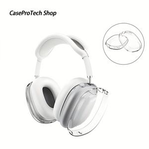 TEMU 투명 오버이어 헤드폰 케이스 한 쌍, TPU 소재, for AirPods Max 보호 커버, 완전 커버리지 완벽한 핏, 스크래치 방지, 낙하 방지 보관 파우치, 5가지 색상 (핑크, 블루, 그린, 블랙, 화이트)