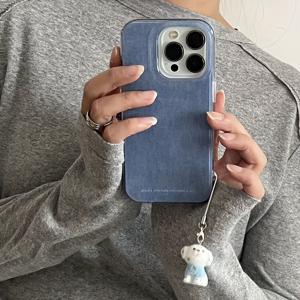 TEMU 빈티지 데님 패턴 젤리 광택 아이폰 17 에어 16 15 14 프로 맥스 11 솔리드 컬러 충격 방지 소프트 백 케이스, 귀여운 폰 케이스, 트렌디한 휴대폰 액세서리,스타일리시 폰 커버,레트로 디자인,광택 마감,부드러운 질감,캐주얼 사용자|아이폰케이스