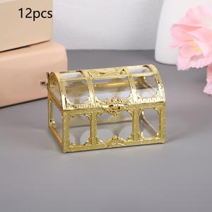 TEMU 12개 세련된 금박된 빈 보물 가방 선물 상자 - 내구성 있는 플라스틱, 결혼식, 파티 및 특별한 기회에 완벽, 보석 및 추억 보관, 결혼식 장식에 이상적