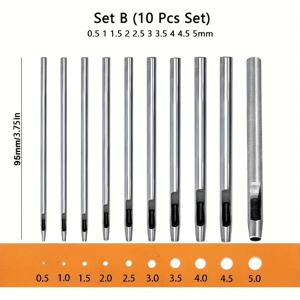 TEMU 10-피스 탄소강 가죽 홀 펀치 세트 - 시계 밴드, 벨트, 종이 공예용 둥근 홀 커터 - 매끄러운 가장자리 디자인