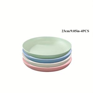 TEMU 4pcs 20/23cm 깨지지 않는 플라스틱 저녁 식사 접시 - 노르딕 스타일, 가벼우며 휴대하기 편함, 과일, 스낵, 디저트, 샐러드, 파스타에 이상적 - 식기 세척기 및 전자 레인지 안전 - 레스토랑, 캠핑, 피크닉, RV, 및 가정용으로 완벽 - 피크닉 필수품|노르딕 스타일 접시|내구성 있는 플라스틱