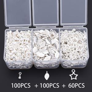 TEMU 260개/박스 별잎 물방울 펜던트 박스 장식 액세서리 아연 합금 펜던트 주얼리 테일 체인 만들기 팔찌, 열쇠고리, 목걸이, 귀걸이, 가방 만들기 액세서리 DIY 주얼리 만들기 액세서리 휴일 장식품 만들기 수제 헤어핀 헤드웨어 액세서리