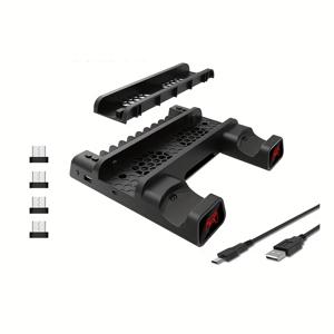 TEMU 플레이 4용 쿨링 스탠드와 컨트롤러 충전 , 라이트 인디케이터가 있는 핸들 충전 독 베이스, 디스크 슬롯과 게임 카드가 있는 PS4 슬림 프로용