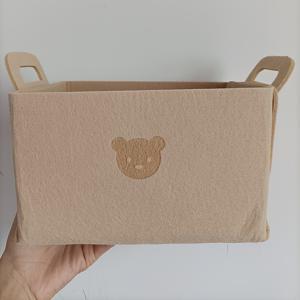 TEMU 곰 디자인의 접이식 펠트 수납 바구니 - 간식, 장난감, 화장품, 세탁물용 다용도 정리함 - 주방, 침실, 거실, 야외, 선반 바구니에 적합