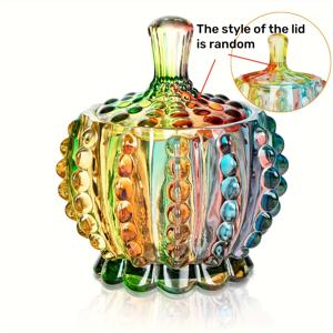 TEMU 6oz 무지개빛 멀티컬러 유리병 뚜껑 포함 - 멀티컬러 (녹색, 노란색, 빨간색, 보라색, 분홍색, 주황색, 갈색, 투명) - 우아한 크리스탈처럼 보이는 질감, 웨딩, 파티, 버프, 보석 디스플레이용 - 내구성이 뛰어나고 세척이 용이한 유리 용기 - 사탕에 이상적