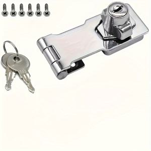 TEMU 2-in-1 잠금 장치 세트, 고강도 금속 자물쇠 판, 90도 보안 잠금 장치, 키 포함, 사무실 책상, 서류 캐비닛, 옷장, 상점, 매장, 호텔에 적합