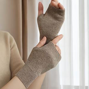 TEMU 여성용 100% 캐시미어 울 손가락 없는 장갑 - 탄력 있는 따뜻한 겨울 장갑, 단색, 손세탁 가능, 깃털 없음, 우아한 디자인, 밤 외출, 크리스마스, 발렌타인데이, 새해, 생일 선물, 추운 날씨용 기어, 스타일리시한 장갑 디자인, 부드러운 질감