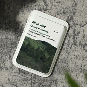 TEMU 고급스러운 패셔너블한 깊은 숲 지도 패턴 인공 PU 가죽 자석 카드 홀더 아이폰 16 15 14 프로 맥스용 PU 가죽 지갑 부착물, 1-2장의 카드 보관 가능, 내장 보안 포켓 장착