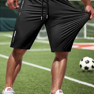 TEMU 남성 고탄력 운동 반바지, 조절 가능한 끈 허리, 지퍼 포켓 - 반사 프린트, 수분 흡수성 소재, 체육관, 달리기, 축구, 농구, 골프 - 봄/여름/가을 운동 반바지, 스포츠 반바지, 스포티 디자인, 내구성 있는 스포츠 의류