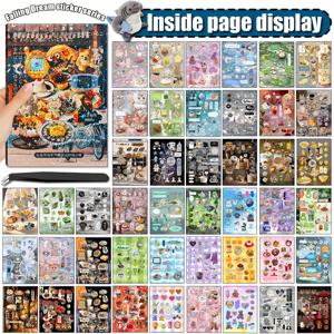 TEMU 45장 일본식 빈티지 스티커북 + 핀셋 포함 - 재사용 가능한 자체 접착 코팅 종이, 귀여운 레트로 판타지 테마와 글리터 악센트가 있는 스크랩북, 불릿 저널, 플래너 장식용 - 비저작권 공예 용품, 스크랩북 필수품 | 기발한 디자인 | 정리된 보관