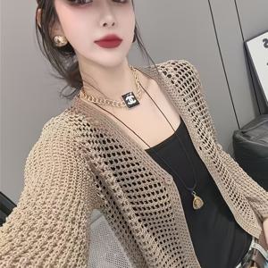 TEMU 2025 신상 홀로우 카디건