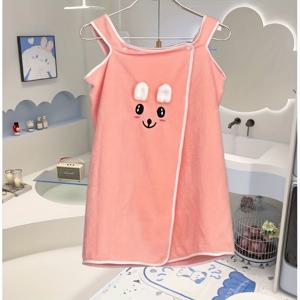 TEMU 1pc 귀여운 토끼 귀 수건 - 60*110 작은 스커트 - 착용 및 제거가 쉬움 - 초미세 섬유 부드럽고 편안함 - 착용 가능한 샤워 액세서리 - 욕실, 수영장, 침실에 적합 - 다양한 색상 제공