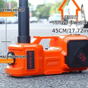 TEMU 딘셰어 전기 자동차 잭 5톤 12V 키트, 수동식 하이드로리크닉 잭 (승강 범위: 6.1-17.7인치) + 공기 주입기 포함, 세단 SUV MPV 타이어 교체 및 긴급 수리용|타이어