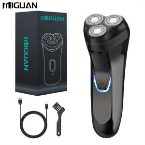 TEMU MIGUAN 전기 면도기 3개 - USB 충전식, 청담 블랙 디자인, 남성용 면도기; 아버지의 날 선물, 면도 액세서리, 현대적인 미학, 내구성 있는 구조