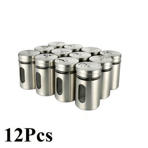 TEMU 12개 회전식 향신료 용기 세트, 투명 유리 저장용기, 녹 방지 스파이스 보관함 - 소금과 후추에 이상적인 우아하고 튼튼한 홈쿠킹 및 그릴링용