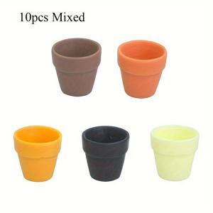 TEMU 10개 미니 레진 화분 피규어 세트, 다양한 색상, DIY 공예용, 주얼리 만들기, 홈 데코 액세서리, 아티스트를 위한 완벽한 선물, 비즈 보관 및 소품, 다목적 룸 장식, 전원 불필요