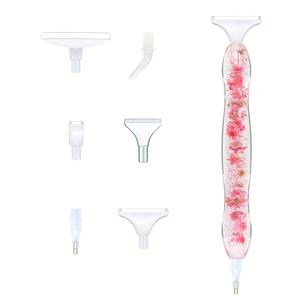 TEMU 6-Head Flower Diamond Painting Pen - 다기능 도구, 정밀한 공예를 위한 미세 팁, DIY 아트 프로젝트, 공예 용품, 생동감 있는 액세서리, 내구성 있는 구조 포함, 글리터, 접착제, 스티커 노트 포함