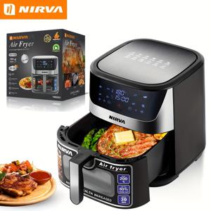 TEMU Nirva 10.5L 대용량 에어 프라이어, 터치 스크린, 8가지 프리셋 쿡킹 모드, 비스듬한 & 식기 세척기 안전, 쉽게 청소 - 가정용 주방 사용에 적합, 에어 프라이어 요리 가이드, 세련된 가전제품, 내구성 있는 구조|에어프라이어