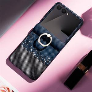 TEMU 삼성 갤럭시 Z 플립7용 울트라-씬 카본 파이버 패턴 링 스탠드 폰 케이스, Z 플립6 중앙 힌지 전체 보호 커버