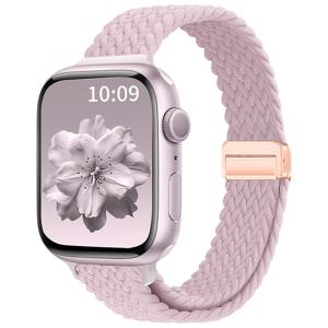 TEMU 슬림 브레이디드 스트레치 밴드 - 애플워치 40mm 41mm 42mm 38mm 44mm 45mm 46mm 49mm 호환, 여성 남성용 얇은 탄력 나일론 솔로 루프 스트랩 (iWatch 시리즈 10/9/8/7/6/5/4/3/SE 울트라)