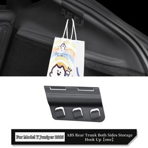 TEMU 테슬라 모델 Y 준파이어/라치 2025용 트렁크 후크, ABS 후면 트렁크 측면 수납 후크 업, 가방 홀더 우산 걸이, 멀티 후크 디자인, 앞뒤 이동 가능, 차량 내부 액세서리