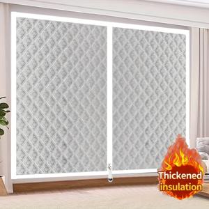 TEMU 지퍼가 달린 열 절연 창문 절연 키트 - 헤비듀티 패브릭, 흰색 & 검정색 열 절연, 소음 감소, 방풍, 내화성, 쉬운 접착식 설치로 에너지 효율적인 창문 커버링, 가정/사무실/상업용 열 절연 창문 패널, 방음 & 벌레 방지, 양면 접착 디자인, 투명 뷰 창문, 열 창문 절연, 중앙 창문과 지퍼가 있는 보온 키트