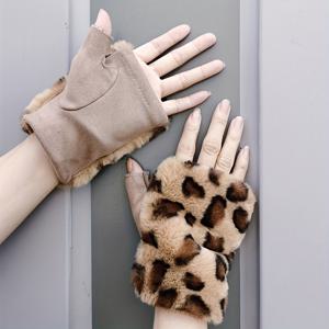 TEMU 여성 반지갑 짧은 반손가락 장갑, AB 버전 프린트, 폴리에스테르, 비신축성, 손세탁 또는 드라이클리닝, 캐주얼 아웃도어 웨어, 보온, 방풍, 패션 액세서리