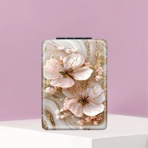 TEMU 여성용 우아한 플로럴 & 디자인 파스텔 핑크/퍼플/골든/블루/라벤더 접이식 거울 - 파우더 코팅 유리 메이크업 거울, 휴대용 핸드헬드 컴팩트 미러, 여행, 생일, 결혼식, 발렌타인데이, 부활절 선물용 소녀, 여성, 자매를 위한 파스텔 에스테틱 화장대 거울, 여성용 작은 거울, 화장 거울, 손잡이 있는 거울, 작은 메이크업 거울, 핸드백용 미니 거울