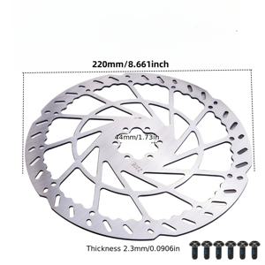 TEMU 스테인리스 자전거 디스크 로터, 220mm, 산악, 로드, 전기자전거, BMX 호환 - 볼트 6개 포함, 산악 자전거 ,내구성 있는 로터,세련된 로터 디자인,정밀 설계된 로터,내마모성 소재,자전거 로터 교체