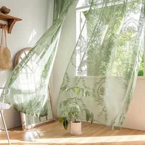 TEMU 1pc 우아한 블랙 레이스 자수 꽃 장식 커튼, 침실, 결혼식, 발코니, 사무실, 거실용 로드 포켓 투명 문 패널 - 폴리에스터, 세탁 가능, 반투명, 양모 염색 직물, 올 시즌 장식, 거실용 커튼