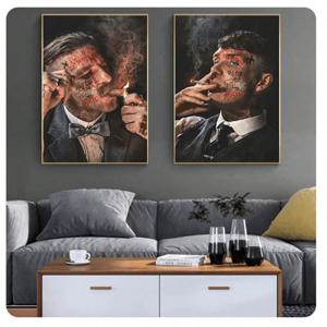 TEMU 2pcs 갱스터 레전드 마피아 캐릭터 캔버스 아트 프린트 | 거실 및 사무실용 빈티지 감성 벽 장식 | 드라마틱한 조명과 세부적인 의상 디자인을 갖춘 프레임리스 포스터 | 프레임 없는, 벽 장식으로 완벽한 선물 아이디어
