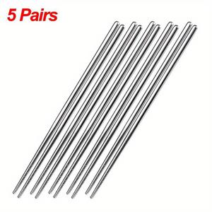 TEMU 10pcs 410 스테인레스 스틸 젓가락 - 미끄럼 방지, 재사용 가능한 한국 및 일본식 식품 스틱 - 스시, 딤섬용으로 내구성이 뛰어난 주방 도구 세트, 스시 식사 도구 | 우아한 젓가락 디자인 | 내구성이 뛰어난 주방 도구