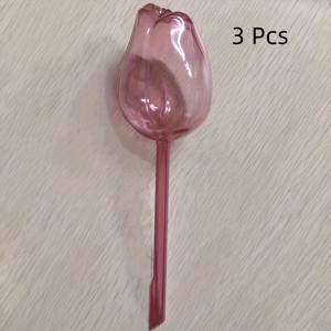 TEMU 3pcs 핑크 튤립 물뿌리기 공, 좁은 출구 디자인으로 방수 시간을 연장, 실내 및 실외 식물, 걸이 바구니, 정원 도구 및 잔디 관리 액세서리, 식물 물뿌리기 공
