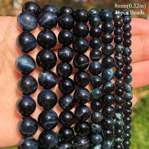 TEMU AAA 4-12mm 천연 블루 블랙 타이거 아이 비즈 - 채토이안트 라운드 스페이서 비즈, DIY 남성 팔찌 & 목걸이 제작용, 공예 애호가를 위한 루스 비즈, 독특한 선물 아이디어, 고급 광택 마감, 고품질 비즈, 전문가용 광택 폴리싱