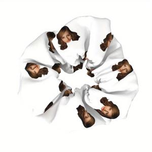 TEMU 맞춤형 사진 얼굴 헤어 스크런치 - 개인화된 블랙 원단 헤어 타이, 포트레이트 디자인, 여성에게 이상적인 선물, 파티 액세서리 | 맞춤형 디자인 | 부드러운 질감, 헤어 액세서리