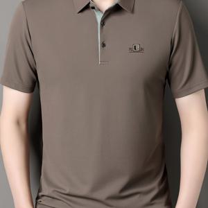 TEMU 남성용 통기성 좋은 여름 캐주얼 폴로 셔츠 - 반팔, 단색 골프 티, 반버튼 플랙, 편안한 비즈니스 액세서리