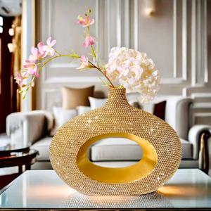 TEMU 1개 현대적인 골드 비즈 꽃병 조각상 - 거실, 사무실, 책장 & 식탁용 우아한 레진 - 어머니날, 부활절, 추수감사절, 졸업식 선물 아이디어, 특별한 날을 위한 화병, 세련된 디자인, 전원 필요 없음, 테이블탑 조형물, 스타일리시 장식품, 정교한 공예, 홈 오너먼트, 인테리어 디자이너를 위한 소품|인테리어소품