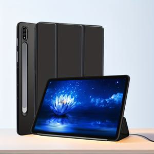 TEMU Zair 자석 플립 스마트 커버 삼성 갤럭시 탭 S10 FE/S9 FE 10.9인치용, S7/S8/S9 11인치 - 삼단 스탠드 스타일, 합성 가죽 소프트 케이스, 접이식 디자인, 블랙, 화이트, 핑크, 그린, 블루, 퍼플, 레드, 블루, 퍼플, 레드, 블랙, 화이트, 핑크, 그린