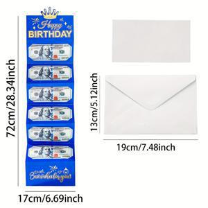 TEMU 생일 선물 지갑 카드, 놀라운 현금 지갑, 생일 선물 카드, 블루 앤 골든 지갑 인사 카드.