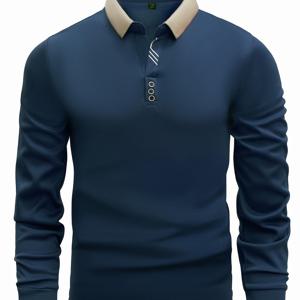 TEMU 남성용 칼라 셔츠, 가볍고 통기성 좋은 사계절용 V넥 캐주얼 티셔츠 - 스포츠, 운동, 출근에 적합