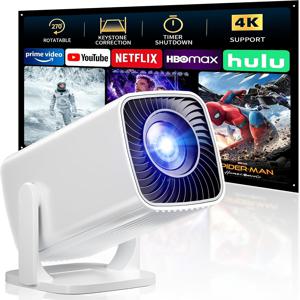TEMU RUKIPLAY 휴대용 프로젝터, 200인치 대형 스크린 & 4K/1080P 풀 HD, 스마트폰/태블릿/노트북/TV 스틱용 미니 홈 시어터 프로젝터, 회전, EU 플러그 (어댑터/스위치 필요), PC/게임 콘솔 호환