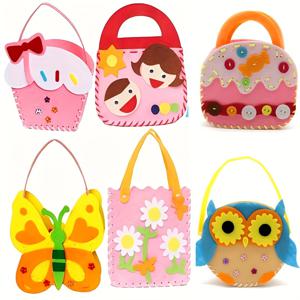 TEMU 6종의 다양한 비직조 DIY 크래프트 가방 - 유쾌한 동물 및 꽃 디자인, 아름다운 장식, 어린이를 위한 놀이 및 창의적인 프로젝트에 적합, 어린이를 위한 크래프트 가방 | 유쾌한 디자인 가방 | 장식 장식, 귀여운 가방