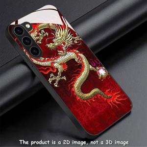 TEMU 골든 파이어 드래곤 삼성 갤럭시 S25/S25플러스/S25울트라/S24/S24페/S24플러스/S24울트라/S23/S23페/S23+/S23울트라/S22/S22+/S22울트라/S21/S21+/S21울트라/S20/S20+/S20FE/S20울트라/A72/A55/A54/A53/A52/A52S/A34 모델용 새로운 폰 케이스