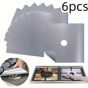TEMU 6/12pcs 고열 가스 스토브 매트, 두꺼운 폴리에틸렌, 오일 방지, 식품 접촉 방지, 야외 요리 도구 보호자, 그릴 매트